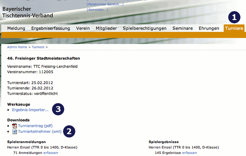 ClickTT Webseite f�r Turnierverwaltung