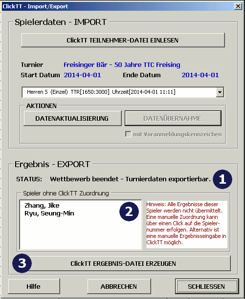 ClickTT Ergebnisdatei erstellen